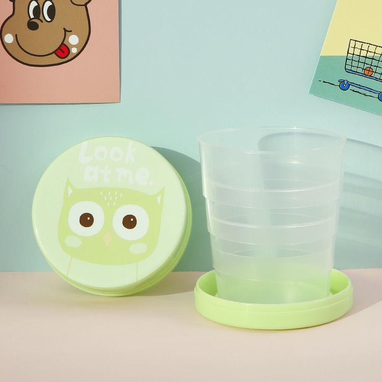 折叠猫爪水杯创旅意居家迷漱口杯外卡通折叠便户携式伸你缩杯行杯