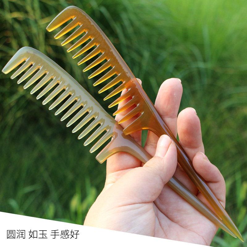 天然牛角按摩梳宽齿大齿梳子挑发分发盘发理发梳造型梳大号长20CM