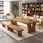 客厅实木大板桌原木长条桌书桌茶桌一体家用办公桌工作台阅读桌子