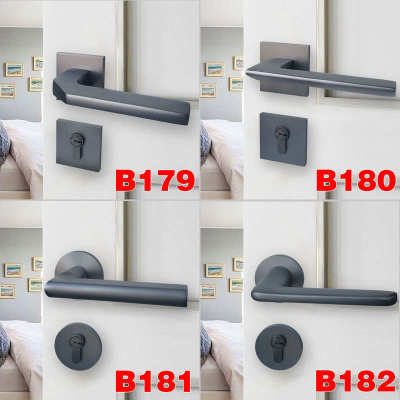 TATA木门锁具灰黑现代门锁室内卧室房间门锁静音磁吸门锁分体锁