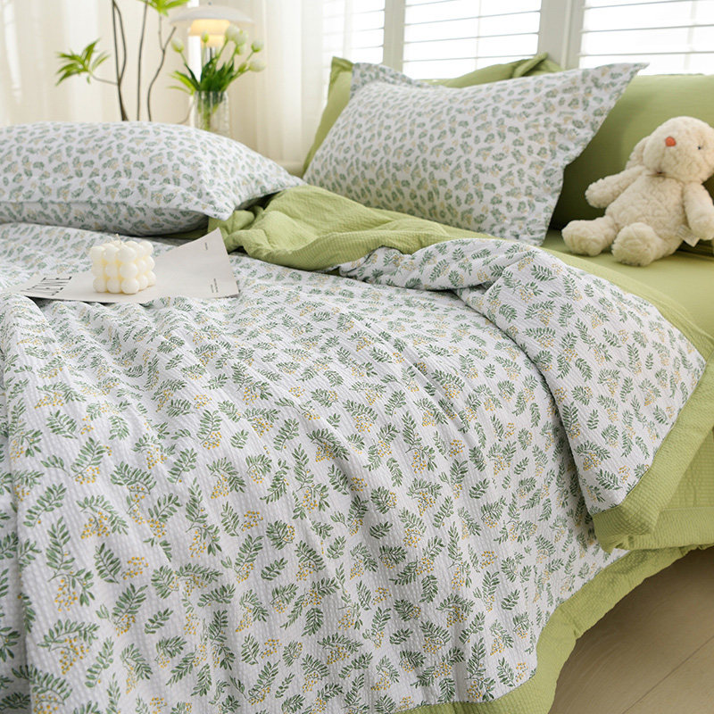 泡泡纱提花夏被四件套凉感夏凉被空调被夏季可机水洗薄被子单双人