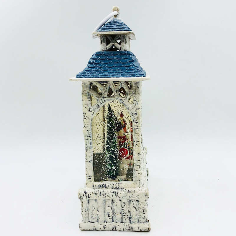 音乐工艺品风灯水晶灯四复古树脂风灯四方雪人树形蓝白摆件欧式