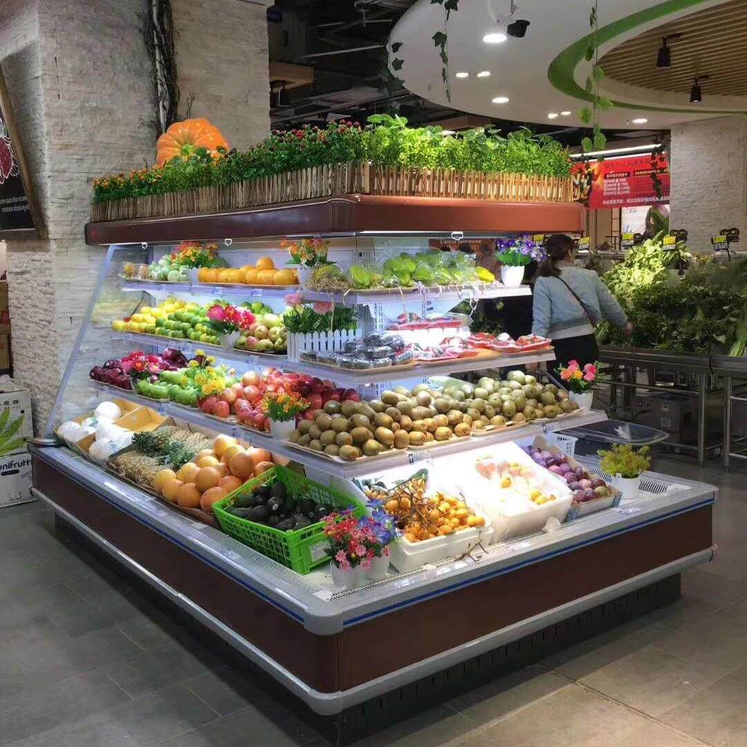 佰鲜异形风幕柜环岛保鲜柜超市酸奶饮料方形分体式展示柜出口跨境