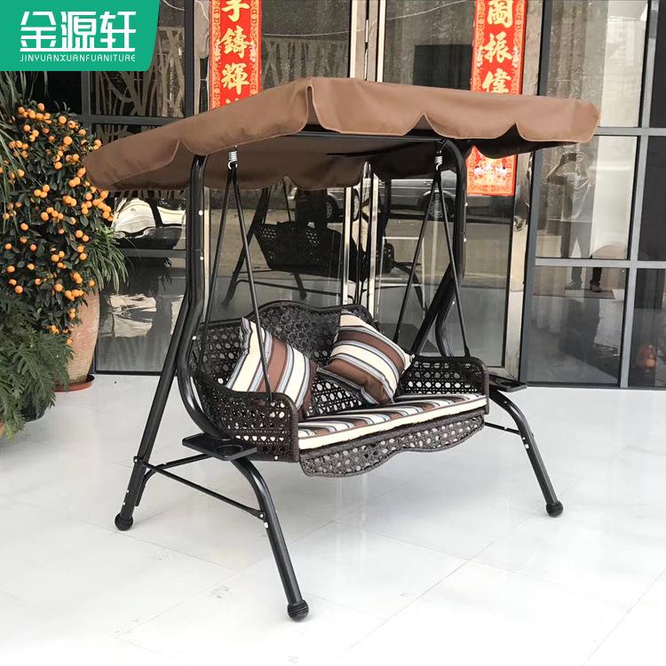 金源轩户外简约秋千吊椅吊篮三人庭院别墅秋千椅藤摇椅铝合金