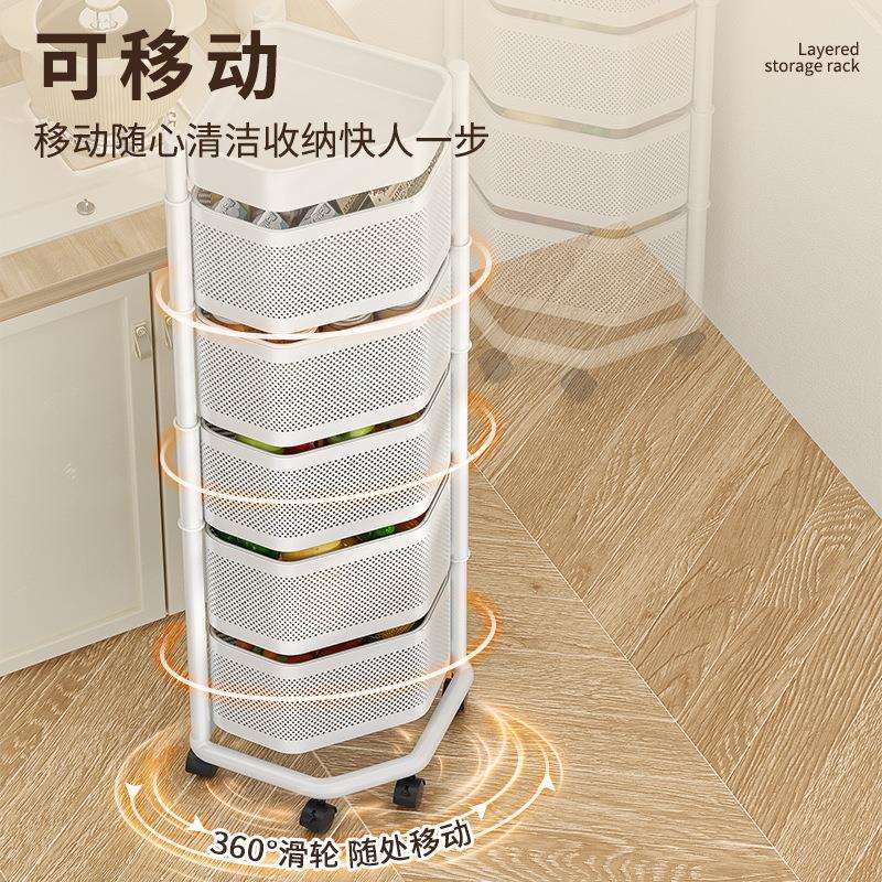 厨房可旋转菜篮置物架转角放菜架多层落地拐角三角果蔬菜收纳架子