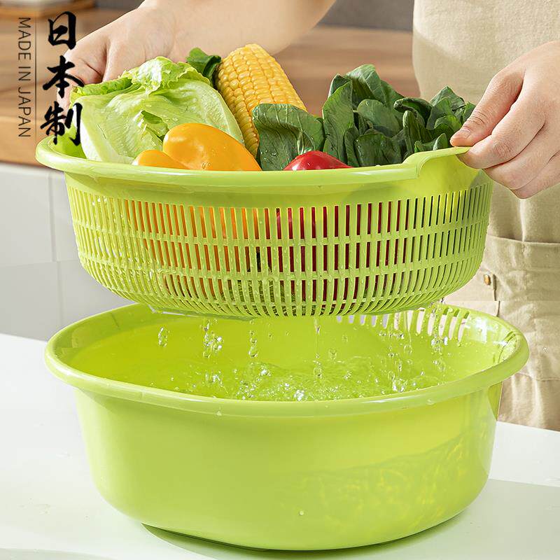 双层洗菜盆沥水篮日本进口加厚水池边厨房家用食品级水槽篮