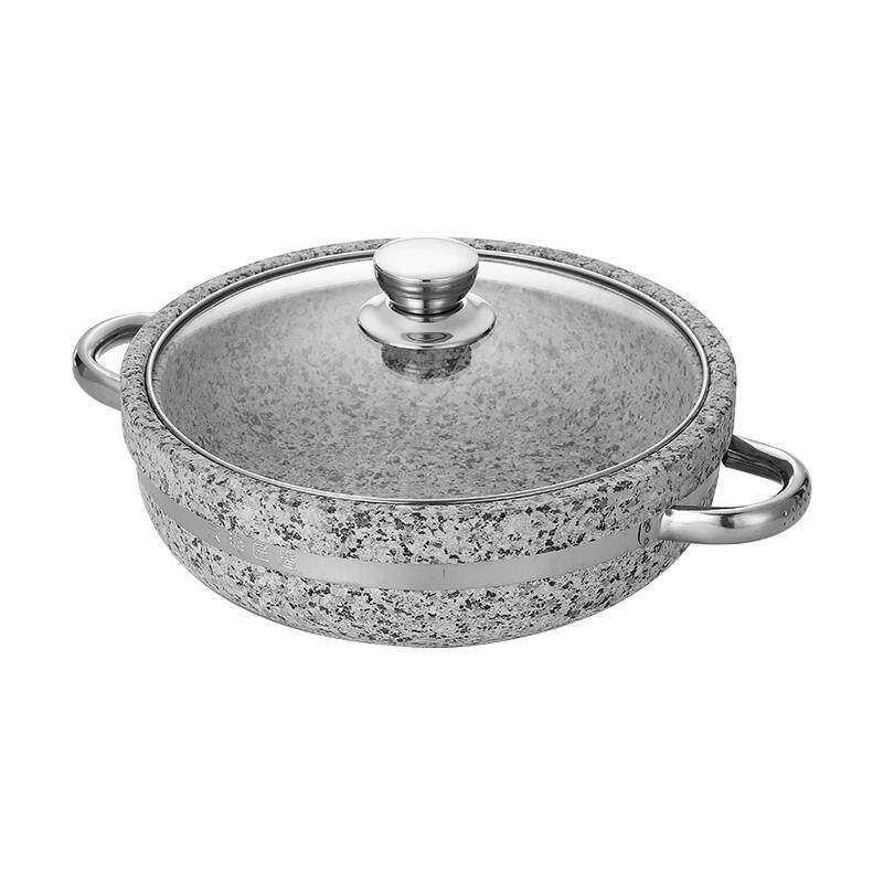 高档拌中国商石用天然石锅鱼火锅锅用带盖豆腐韩国饭耐高温玻璃盖