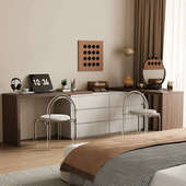 意式 极简梳妆台储物柜一体卧室轻奢高级小型化妆桌床尾收纳柜斗柜