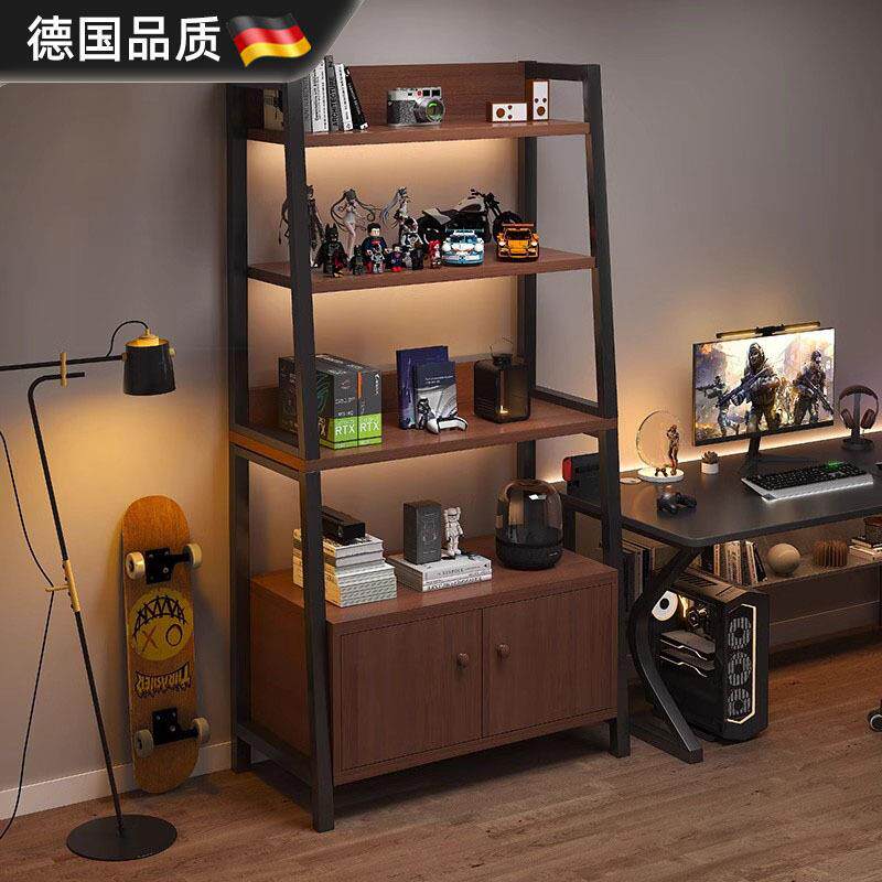 置物架房桌旁铁艺储物柜落地收纳架新款电脑梯形电竞展示架子德国
