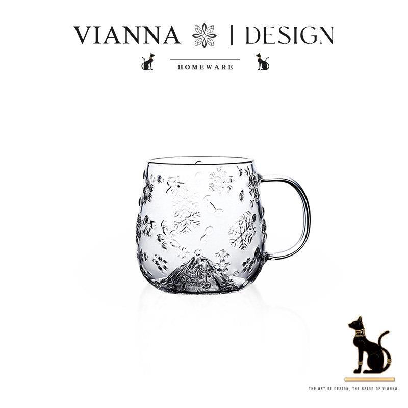 VIANNA丨雪花·EYDH浮雕花纹玻璃水杯家用办公耐高温花茶杯冰山杯