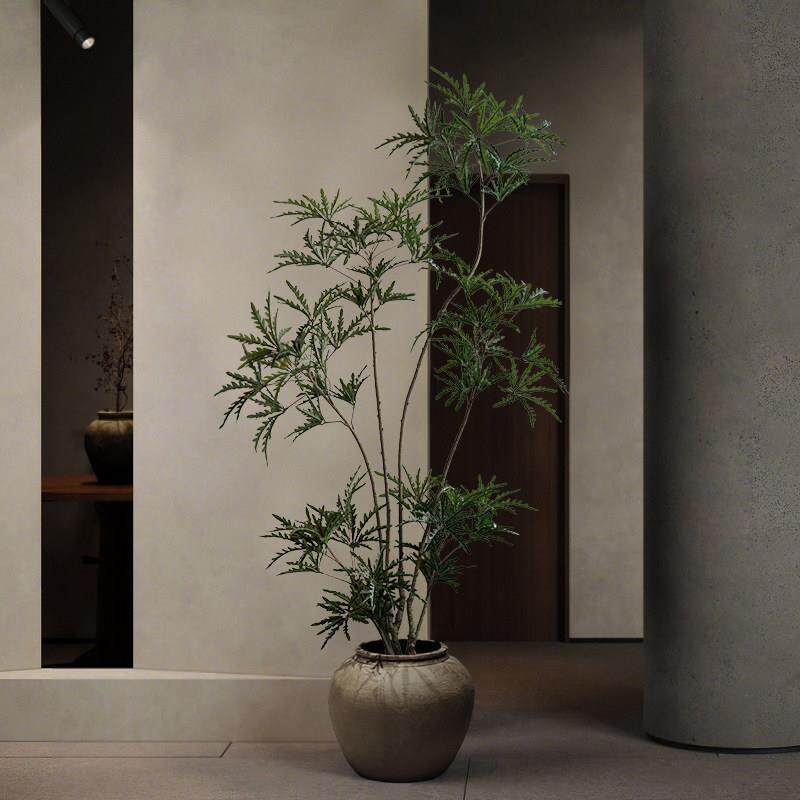彷真绿色植物室内假树孔雀木彷生植物景观高端轻奢落地盆栽装饰摆