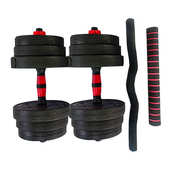 可调节水泥杠铃水泥哑铃套装 运动包胶直杆曲杆男士 健身家用套装