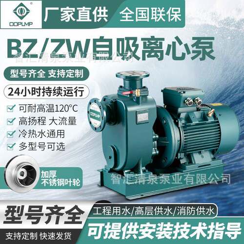自吸离心泵BZ80型直连式大流量高扬程管道自吸泵清水卧式自吸泵
