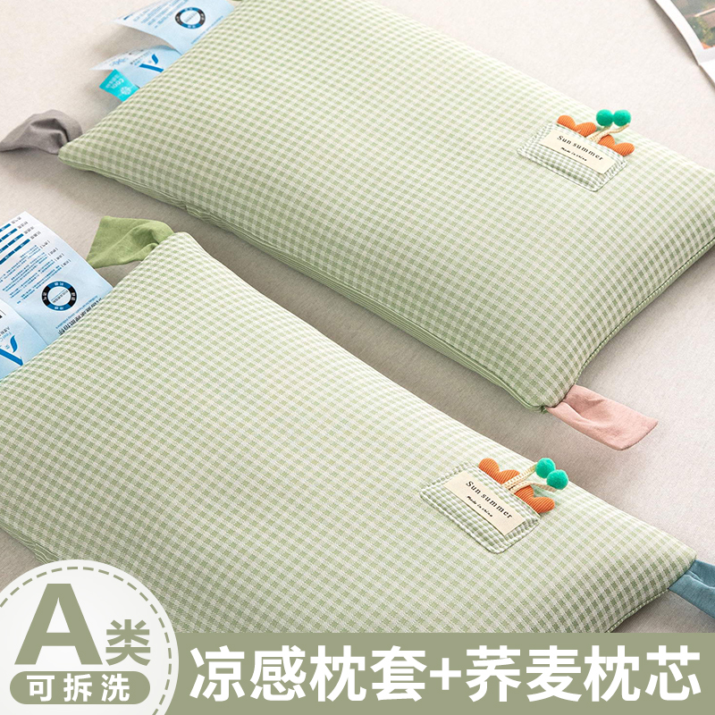 夏季儿童荞麦枕头夏天3到6岁幼儿园宝宝荞麦壳全荞麦皮枕芯可拆洗