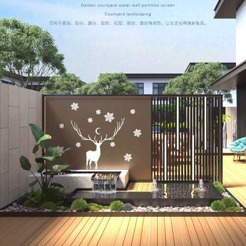 庭院入户屏风墙铝合金流水景观墙室外隔断迎门不锈钢水幕墙影壁墙