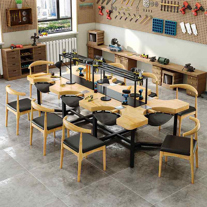 首饰加工桌金工桌打金桌实木手工桌打金台银饰操作台6人8人位自主