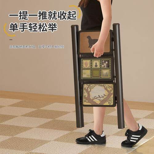 中古内风家用折叠三四步厚梯伸缩复古小梯子梯凳室R多加功能083人