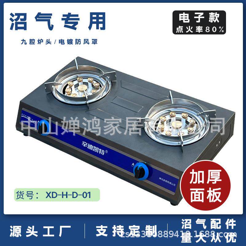 25新款农村沼气灶粪池发酵沼气专用灶家用双灶台式猛火灶特厚防风