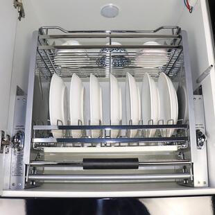 不锈钢厨房配件拉篮厨柜里橱柜吊柜升降篮不绣钢双层碗碟篮碗架栏