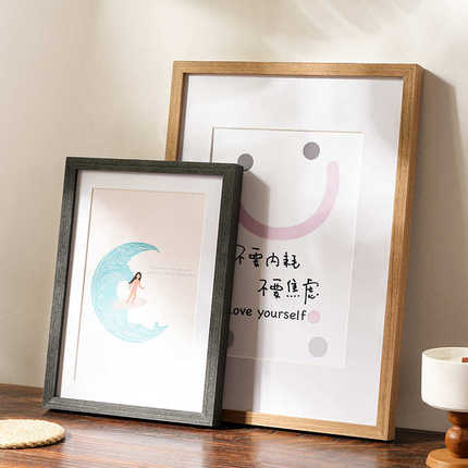 实木大画框装裱A3 4K 拼图框字画大相框挂墙定制8k海报展示框
