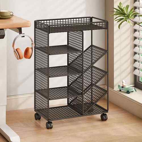 可移动书架桌带轮放25.3.13-多层小推车置物架旁桌收纳架学生书书