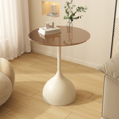 玻璃边几沙发小茶几阳台休闲茶桌轻奢高级感小圆桌置物架床头边柜