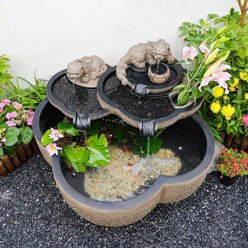 庭院花园景观鱼池室外露台循环水摆件大型成品鱼缸造景喷泉水池