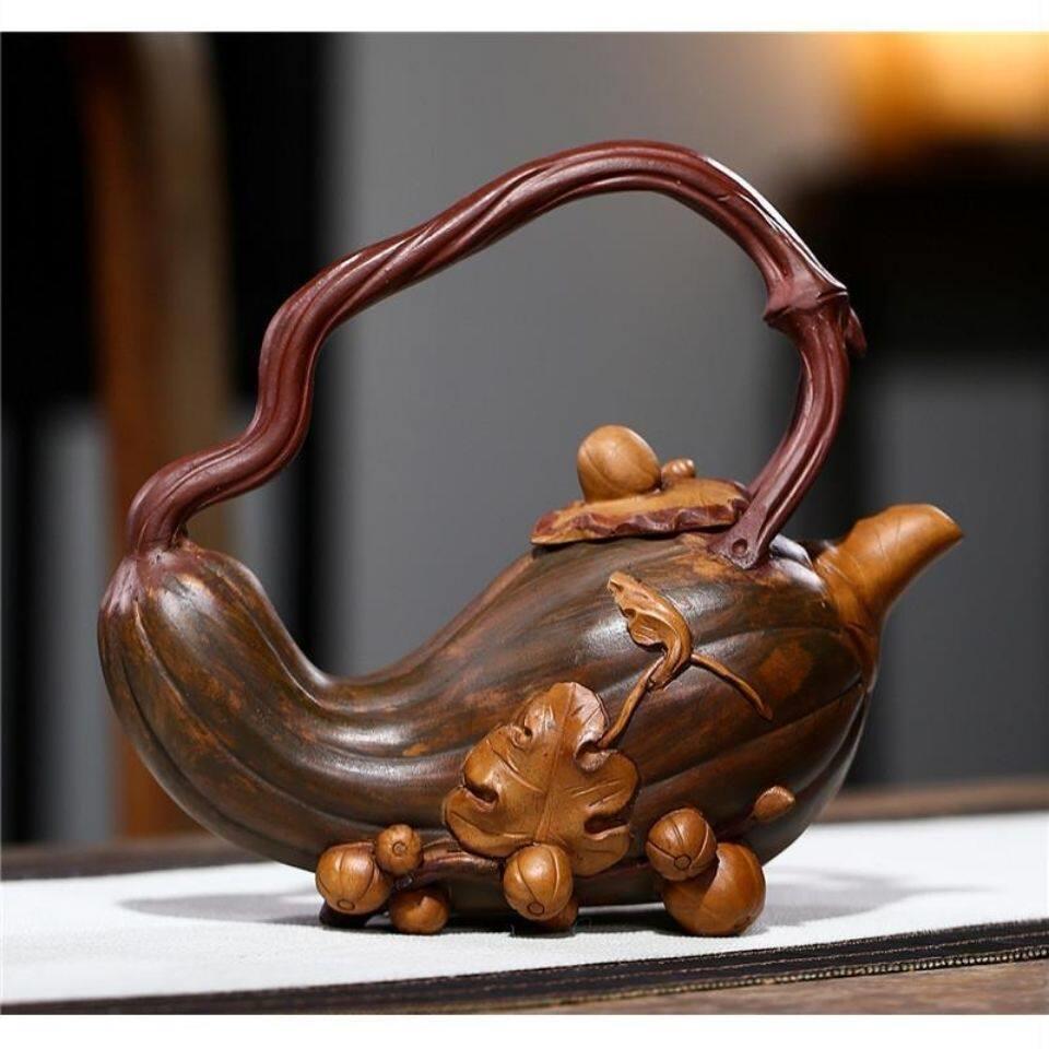 宜兴纯手工原矿紫砂壶 南瓜提梁大容量功夫茶具