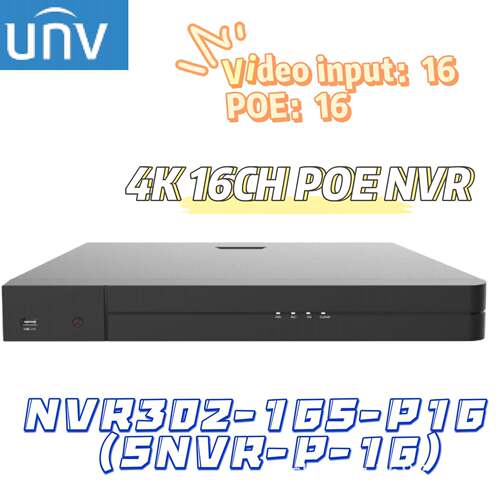 UNV 宇视 POE NVR 4K 16CH H.265 4K UNV 1HDD 160Mbps 5HDD