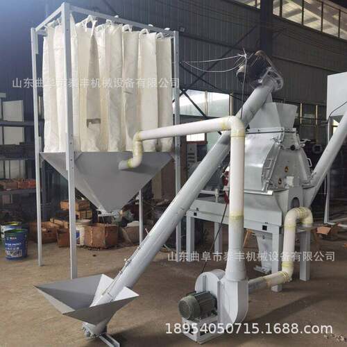 全自动玉米饲料粉碎机除尘稻壳谷糠打粉机养殖饲料粉碎生产线