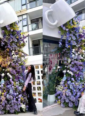 户外咖啡杯装饰玻璃钢雕塑商场店铺咖啡店氛围布置门头马克杯模型
