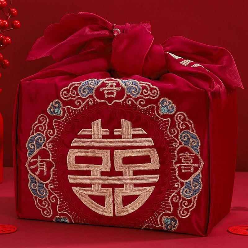 包袱皮结婚嫁妆喜红包袱红布新娘陪嫁婚礼套装用品大全喜盆包裹布