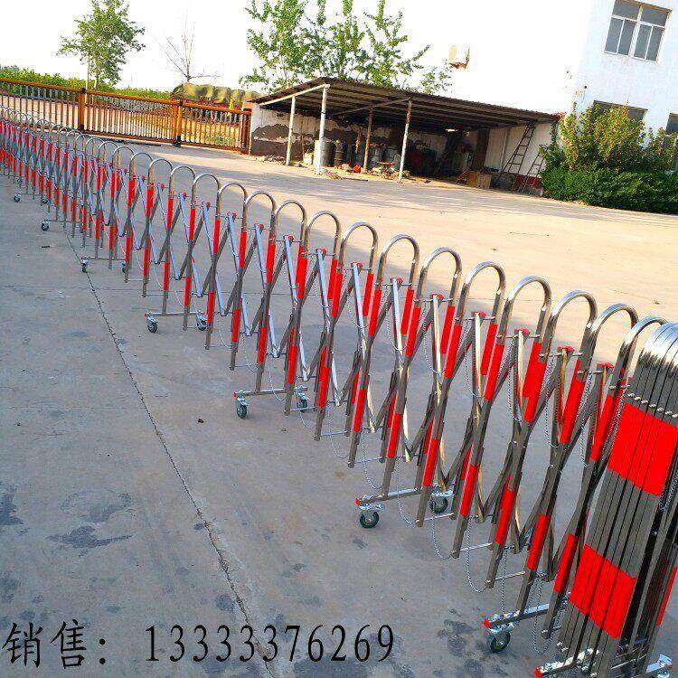 不锈钢拱形伸缩围栏户外活动施工推拉折叠隔离围挡幼儿园移动护栏