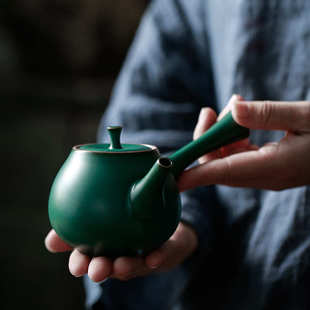 遇素 复古陶瓷侧把壶中式功夫茶具泡茶壶手把壶家用茶壶粗陶单壶