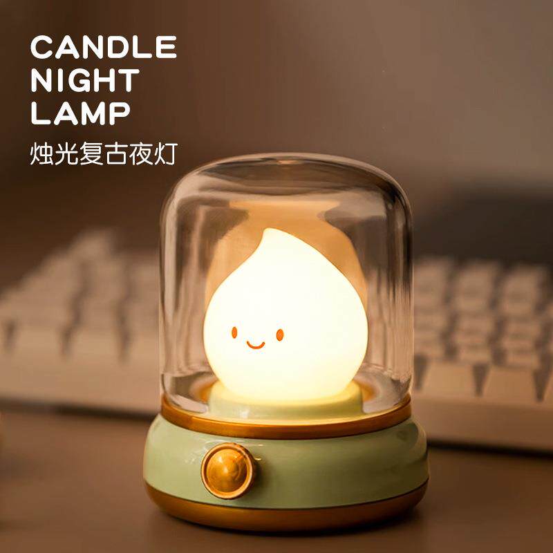 复古煤油灯小夜灯可充电卧室伴睡床头睡眠灯夜用高