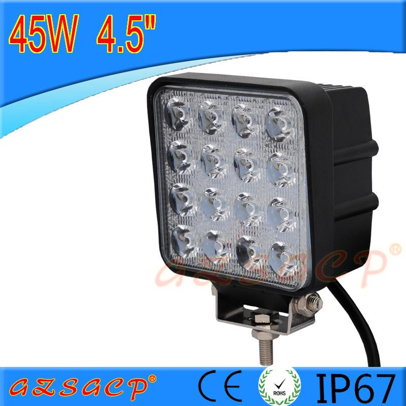 16W珠48W方形黄光汽车LED工作灯 货车前照灯 4.5英寸越野车顶射灯