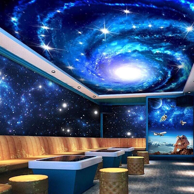 3D立体星空装修壁纸酒店天花吊顶背景墙布网咖太空舱KTV壁画墙纸