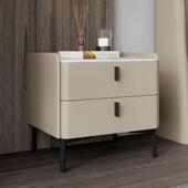 极简床头柜全实木简约现代卧室小型岩板床边柜轻奢网红皮质收纳柜