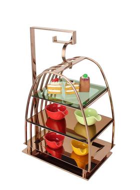 不锈钢方形鸟笼点心架甜品架寿司架餐酒店自助餐展示架茶歇发布会