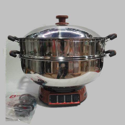 鑫泉加深加大不锈钢电热锅多功能电蒸锅36/38/40/42cm电煮锅工地
