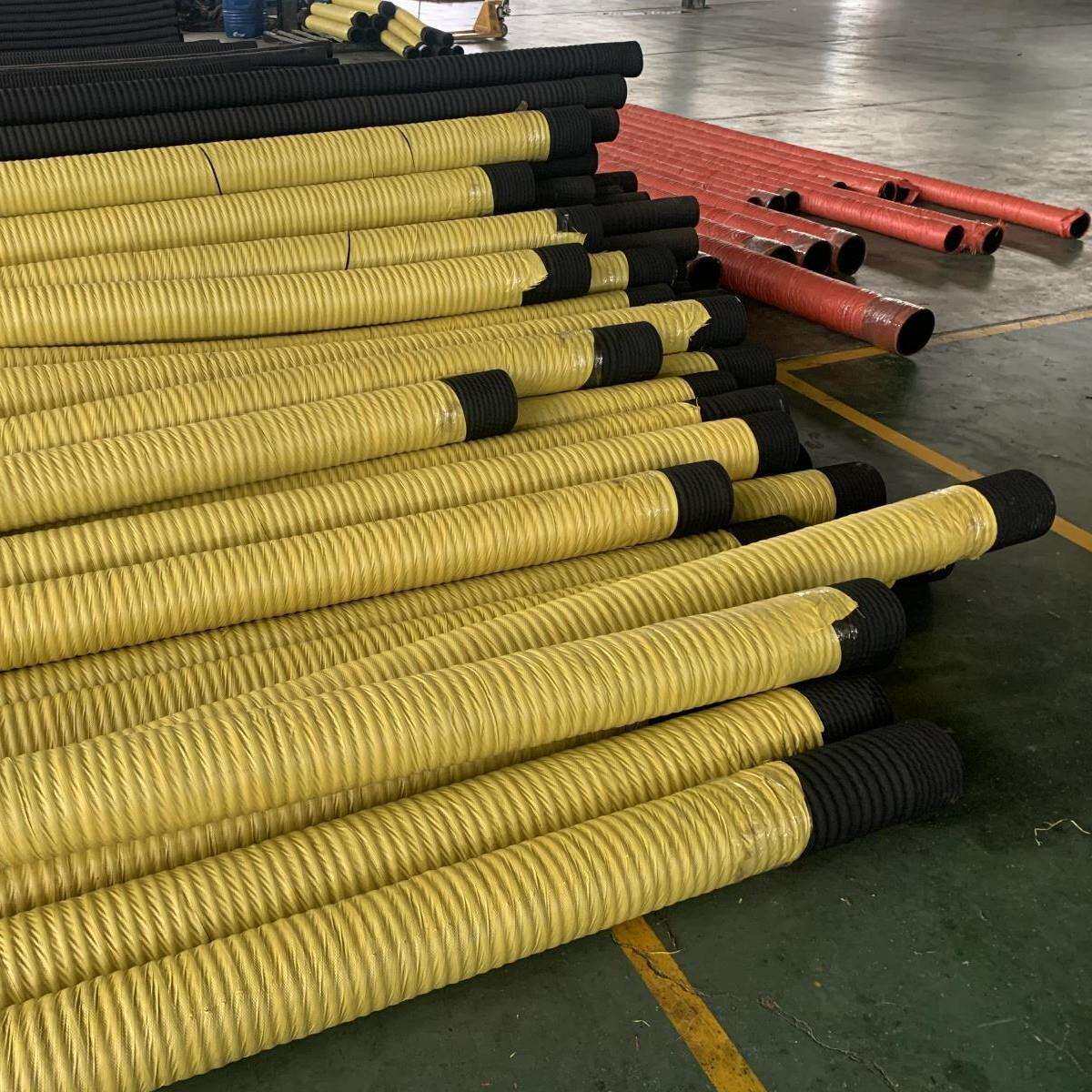 大口径胶管矿用化工流体输送橡胶管耐磨采石抽沙管高压法兰吸排管
