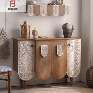 复古浮雕玄关柜美式 饰柜玄关柜 乡村入户创意柜子店铺做旧边柜装