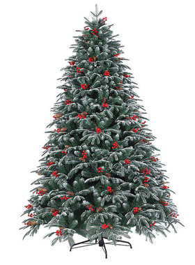 PE+PVC混合沾白松果红果圣诞树白色落雪加密圣诞节装饰圣诞树