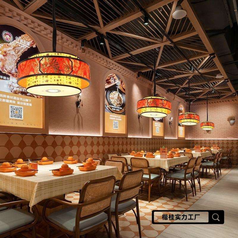 新中式餐厅吊灯餐饮火锅店大厅古典商用照射灯饭店酒店仿古灯笼