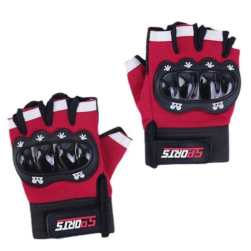 儿童骑行手套男女装备软硬壳护手平衡车轮滑学生训练半指防摔春秋