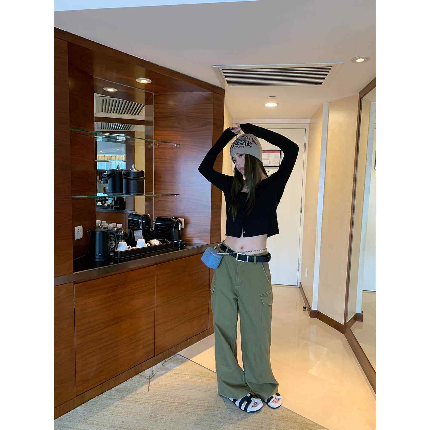 yoyozizhi 美式复古工装裤女小众时髦牛仔裤女秋季新款休闲长裤子