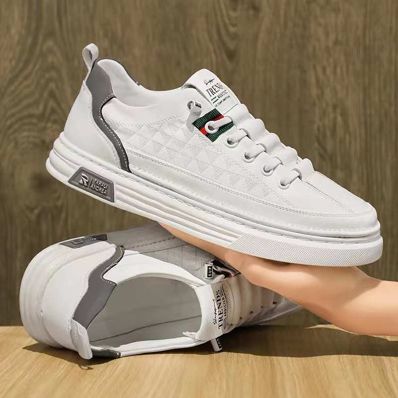 男鞋秋季百搭运动休闲板鞋一脚蹬飞行员皮鞋轻便软底防水小白潮鞋