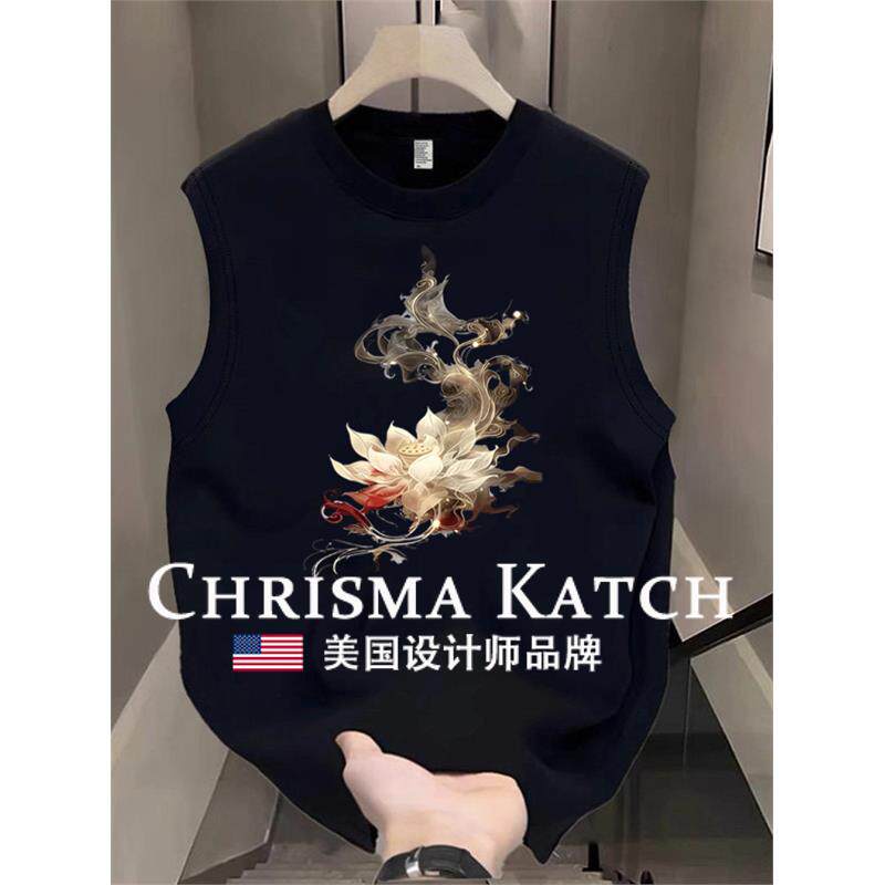 出口美国⭐Chrisma Katch~背心男士外穿运动无袖T恤纯棉宽松坎肩
