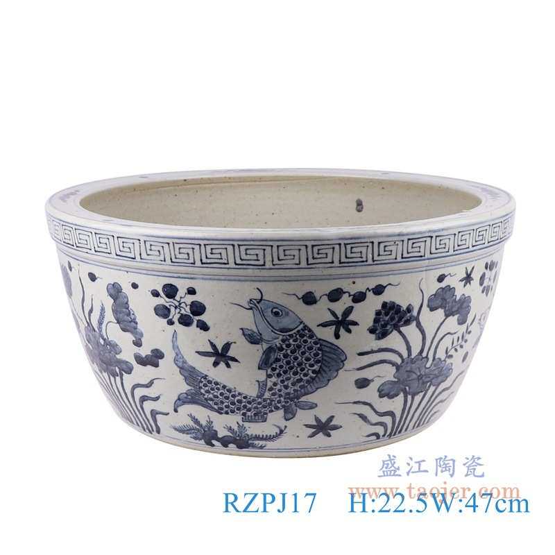 景德镇罐摆件白色笔筒收藏纹陶瓷器冬瓜青花鱼藻仿古水浅大碗家居