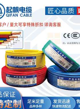 起帆电缆 BV1*2.5/4/6/平方电线 铜芯100米单芯塑铜线 电线BV铜线